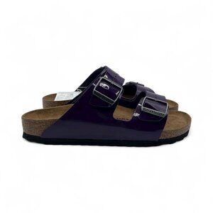 Birkenstock Arizona Gizeh Plum Purple Patent Sandals Slides Thongs BF Flip Flops